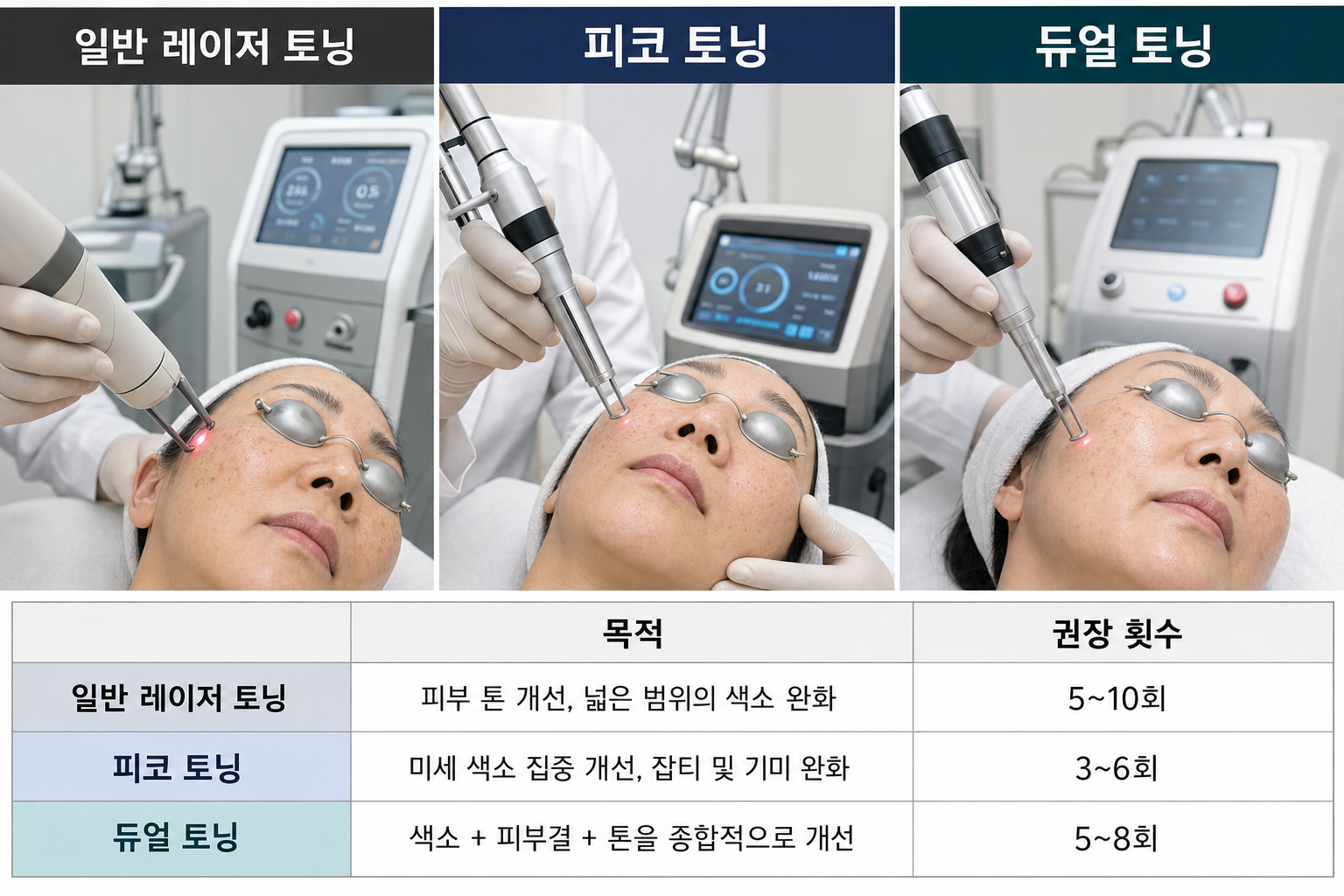 강남 레이저 토닝 시술 종류와 효과 비교