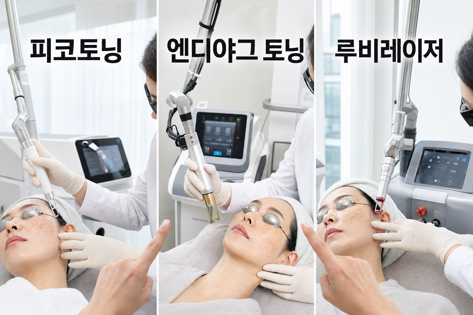 강남 피부과 기미·색소 기미 레이저 토닝 종류별 비교